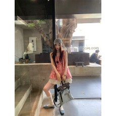 批发韩系甜美粉色印花吊带背心2026夏季简约时尚宽松显瘦<b class='q'>无袖</b>上衣