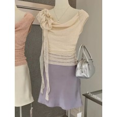 批发2026女装新款荡领设计感小众荷叶边<b class='q'>无袖</b>背心修身显瘦百搭上衣