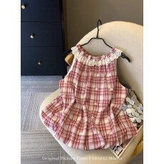 批发2026法式<b class='q'>蕾丝</b>花边挂脖女夏款多巴胺女孩格纹<b class='q'>娃娃衫</b>无袖花苞小上衣