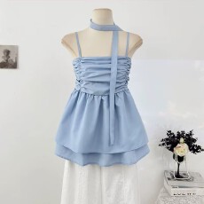 批发甜辣一字领露锁骨娃娃背心女2026年夏季<b class='q'>新款</b>韩版百搭裙摆吊带上衣