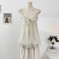 批发2026韩系甜美风碎花独特漂亮小吊带背心女夏季温柔风小衫<b class='q'>无袖</b>上衣