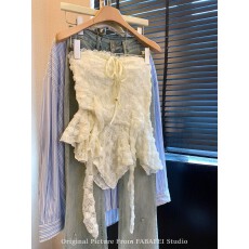 批发2026韩系蕾丝拼接抹胸背心女夏季新款重工设计感钩花裹胸外穿上衣