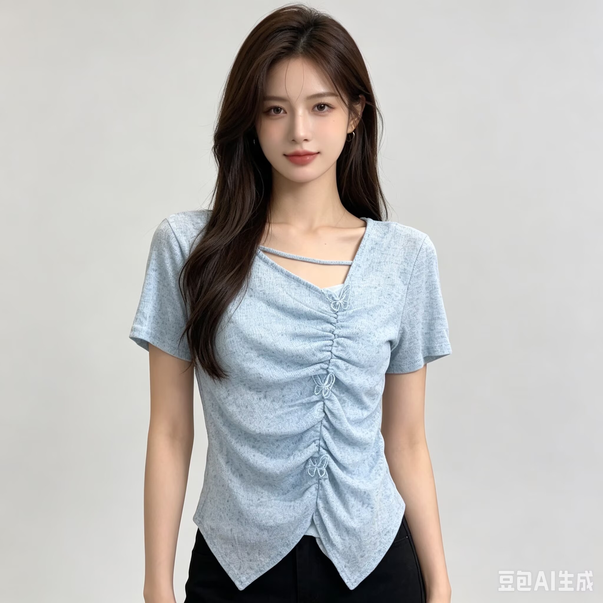 2026 달콤한 핫걸 스택 착용 슬립 여성 여름 불규칙 밑단 얇은 스타일 반팔 니트 스웨터 투피스 세트