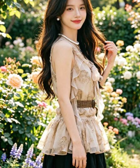 프랑스식 불규칙 행침 목 레이스업 오프숄더 민소매 조끼 여성 여름 2026 섹시함 백리스 허리 수축 슬림해 보이는 맨위