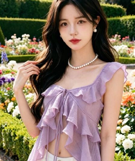 2026 부드러운 바람 프릴 민소매 셔츠 여성 여름 새로운 광장 칼라 레이스업 작은 셔츠 불규칙 맨위