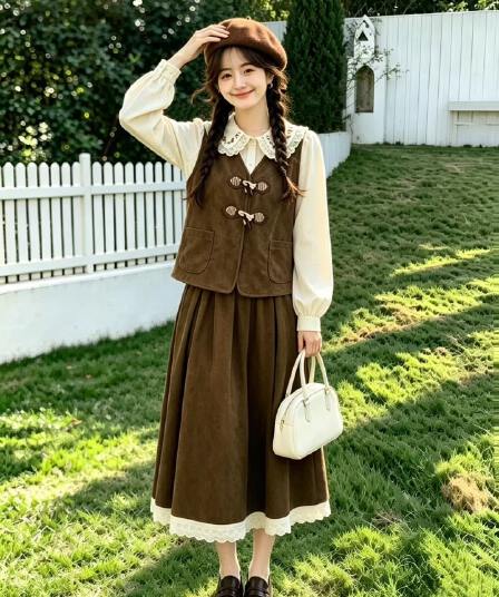 2026 일본식 레트로 자수 데님 베스트 조끼 여성 가을의 날 착용 가져 가라. 디자인 센스 V넥 민소매 짧은 맨위