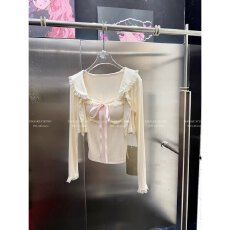 批发2026韩系少女风蕾丝花边<b class='q'>娃娃领</b>长袖开衫女秋季内搭叠穿吊带两件套