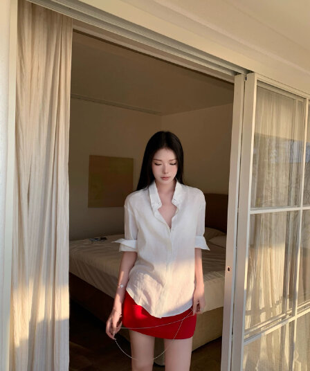 5werkwen 자연 산소 오른쪽 느슨함 지배 1oo 아마 수공 뒤집다 Pleat 볼륨 측면 소매 루즈핏 셔츠