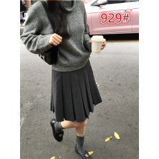 VASSE美蟹设计感格雷系蝴蝶结毛呢百褶中裙女高级系带A字半身裙