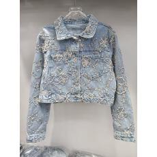 批发2026年春秋新款重工花朵刺绣牛仔外套