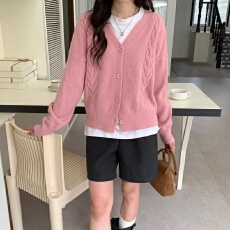批发实拍 秋冬韩版新款气质显瘦小香风针织开衫软糯慵懒风毛衣设上衣