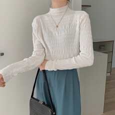 批发实拍 新款韩版半高领长袖<b class='q'>打底衫</b>女秋冬修身内搭外穿上衣T恤