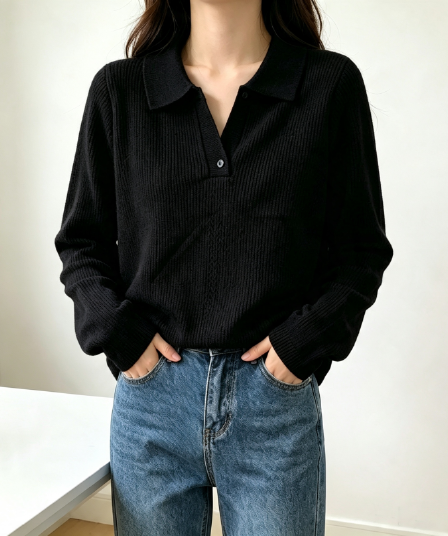 새로운 한 부서 니트 스웨터 폴로 칼라 긴팔 기본 셔츠 품격 POLO 셔츠 인사이드 가져 가라. 구덩이 기사 다용도 풀오버 맨위