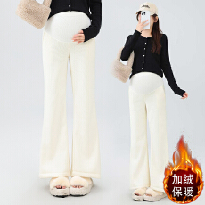 现 实拍孕妇裤冬季外穿百搭显瘦加绒加厚欧棉绒灯芯绒托腹裤子