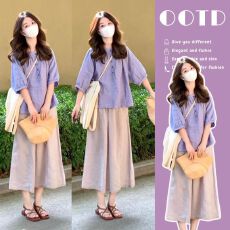 批发現货孕妇套装夏季宽松高级感轻熟时尚穿搭<b class='q'>棉麻</b>上衣休闲两件套