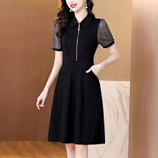 批发2026<b class='q'>大码</b><b class='q'>女</b>装夏季新款韩版中年妈妈假两件超修身简约拼接<b class='q'>连衣裙</b>