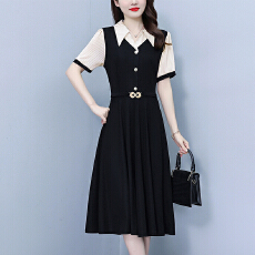 批发2026高端夏季时尚拼接妈妈装韩<b class='q'>版</b>显瘦遮肚气质收腰减龄<b class='q'>连衣裙</b>