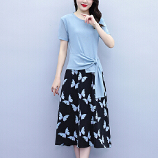 批发洋气妈妈夏装短袖套装连衣<b class='q'>裙</b>中老年女装时尚<b class='q'>t</b><b class='q'>恤</b>小衫半身<b class='q'>裙</b>两件套
