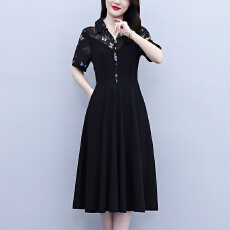 批发假两件套夏款修身显瘦阔太太大码女装<b class='q'>胖</b>mm<b class='q'>时尚</b>洋气中年妈妈连衣裙