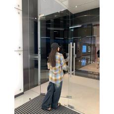 批发日系绿色格纹衬衫外穿女2025新款港味chic宽松休闲<b class='q'>情侣</b><b class='q'>款</b>衬衣