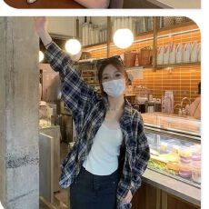 批发格子衬衫外套女2025春秋款宽松慵懒情侣款休闲长袖衬衣外搭ins潮