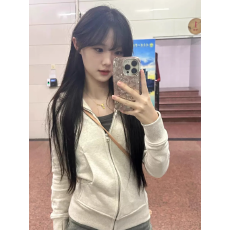 批发纯欲<b class='q'>修身</b>连帽开衫拉链卫衣女秋冬毛圈韩系百搭瑜伽服运动外套