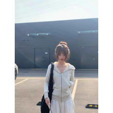 批发纯欲<b class='q'>修身</b>连帽开衫拉链卫衣女秋冬毛圈韩系百搭瑜伽服运动外套