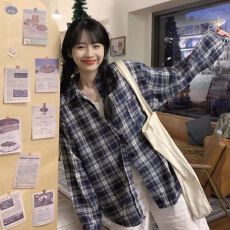 批发格子<b class='q'>衬衫</b>外套女2025春秋款宽松慵懒情侣款休闲长袖<b class='q'>衬衣</b>外搭ins潮