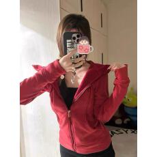 批发纯欲修身连帽开衫拉链卫衣女秋冬毛圈韩系<b class='q'>百搭</b>瑜伽服运动外套