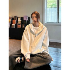 批发美式潮牌刺绣拉链开衫连帽卫衣<b class='q'>女</b>春秋新款宽松街头风情侣外套上衣