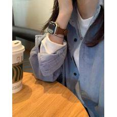 批发气质复古灯芯绒<b class='q'>衬衫</b>女法式叠穿内搭<b class='q'>衬衣</b>外套宽松休闲遮肉长袖上衣