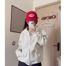 批发美式<b class='q'>潮牌</b>刺绣拉链开衫连帽<b class='q'>卫衣</b>女春秋新款宽松街头风情侣外套上衣