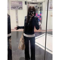 批发纯欲修身连帽开衫拉链卫衣女秋冬毛圈韩系<b class='q'>百搭</b>瑜伽服运动外套