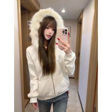 批发100%棉面华棉320g/420g 纯色2025新款秋冬毛领开衫拉链外套卫衣