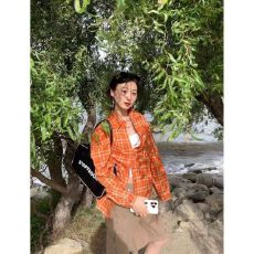 批发美式复古格纹设计感防晒长袖衬衫夏季新款气质修身显瘦宽松上衣女