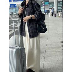 批发棕色加厚磨毛格子衬衫女秋<b class='q'>冬</b>季新款宽松休闲百搭长袖衬衣外套