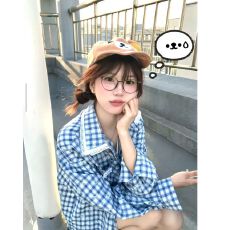 批发少女甜酷蕾丝外套<b class='q'>女衬衫</b>2025春季新款薄款<b class='q'>长袖</b>上衣蝴蝶结印花格子