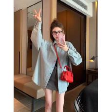 批发韩系彩色纽扣<b class='q'>条纹</b><b class='q'>衬衫</b>女春秋设计感洋气小众开春爆款长袖<b class='q'>衬衣</b>外套