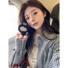 批发小众韩系格子<b class='q'>衬衫女</b>早秋新款百搭宽松慵懒风上衣外搭格纹衬衣外套
