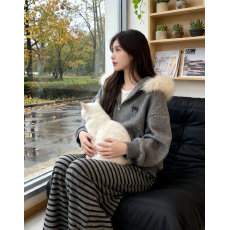 批发加绒46 毛领可拆卸 纯棉华棉复合<b class='q'>卫衣</b>女