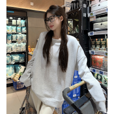 批发100%棉面华棉320g/420g纯色 2025新款秋冬圆领<b class='q'>卫衣</b>上衣长袖