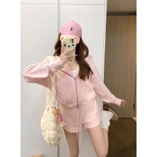 批发100%棉面华棉320g/420g春秋2025新款纯色修身<b class='q'>短款</b>拉链开衫<b class='q'>卫衣</b>女