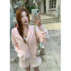 批发100%棉面华棉320g/420g春秋2025新款纯色修身<b class='q'>短款</b>拉链开衫<b class='q'>卫衣</b>女