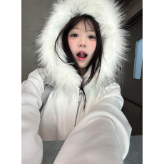 批发100%棉面华棉320g/420g 纯色2025新款秋冬毛领<b class='q'>开衫</b>拉链外套卫衣