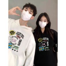 100%棉面华棉320g/420g印花2025秋冬宽松慵懒风连帽卫衣