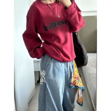 100%棉面华棉320g/420g印花 2026秋冬宽松圆领卫衣上衣长袖