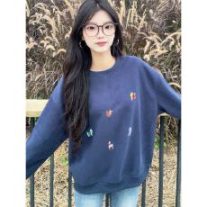 批发100%棉面华棉320g/420g印花 2026秋冬宽松圆领<b class='q'>卫衣</b>上衣长袖