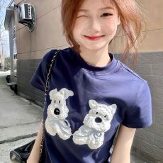 批发现货 刺绣贴布+数码标 后包领 广州40支奥代尔食毛210克