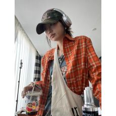 批发美式复古格纹设计感防晒<b class='q'>长袖</b><b class='q'>衬衫</b>夏季新款气质修身显瘦宽松上衣女