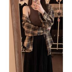 批发显白衬衫原宿BF格子衬衫<b class='q'>外套</b>女秋长袖t恤女衬衣